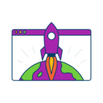 an image of a rocket blasting off representing search engine optimization.