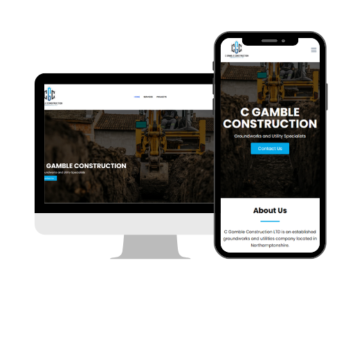 An image of c gamble construction mobile and desktop website.